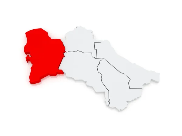 Mappa di Balkan Velayat. Turkmenistan . — Foto Stock