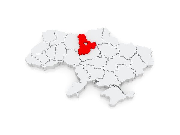 Map of Kiev region. Ukraine.