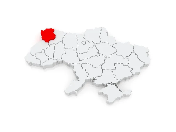 Mapa regionu Volyni. Ukrajina. — Stock fotografie