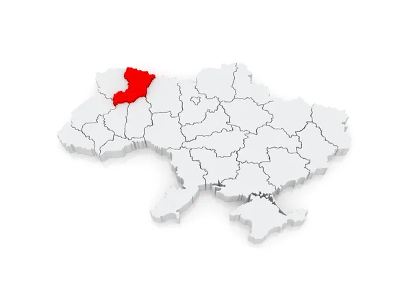 Mapa regionu Równem. Ukraina. — Zdjęcie stockowe