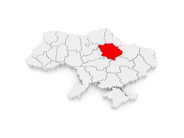 Poltava bölge haritası. Ukrayna. — Stok fotoğraf