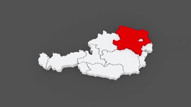 Mapa das regiões de Áustria . — Vídeo de Stock
