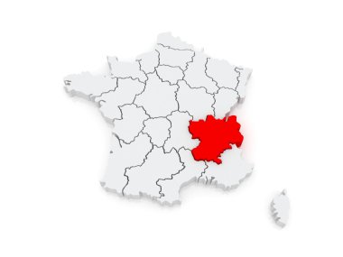 Rhône - alpes Haritası. Fransa.