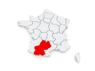 Güney - pyrenees Haritası. Fransa.