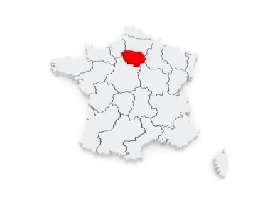 Ile-de-France Haritası. Fransa.
