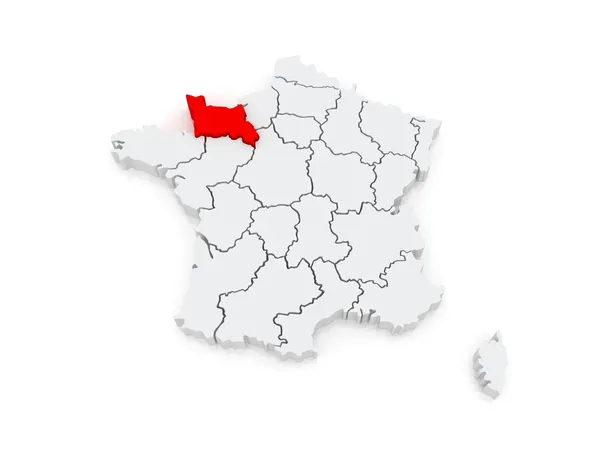 Kaart van Laag-Normandië. Frankrijk. — Stockfoto