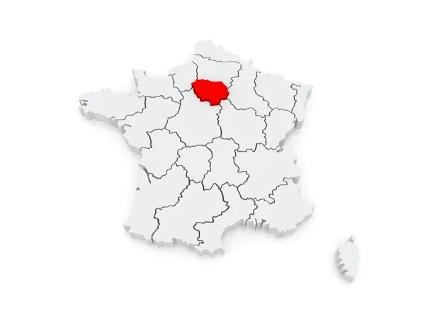 法兰西岛的地图。法国. — 图库照片
