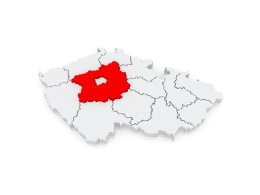 iç bohem bölgesi Haritası. Çek Cumhuriyeti.