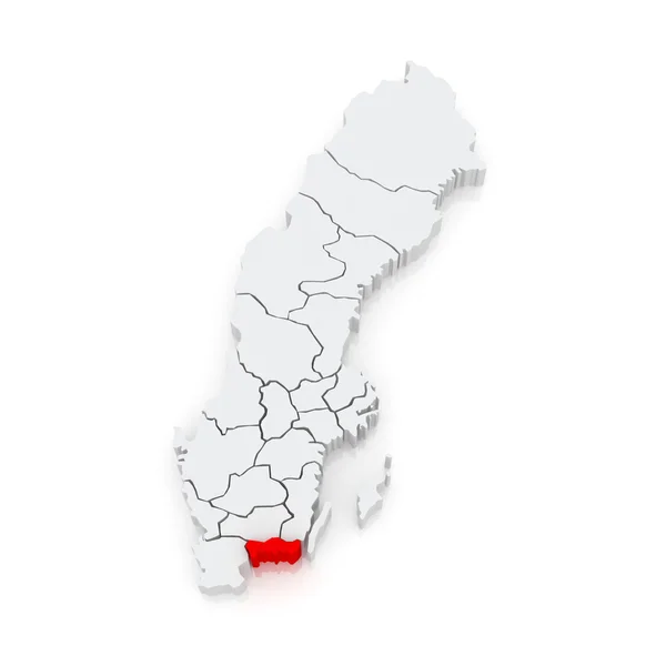 Mapa de Blekinge. Suécia . — Fotografia de Stock