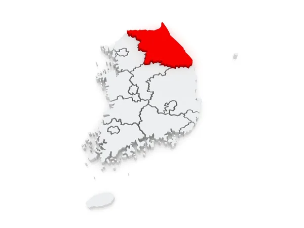 Mapa de Gangwon. Coreia do Sul . — Fotografia de Stock