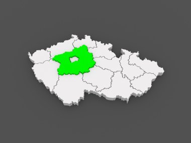 iç bohem bölgesi Haritası. Çek Cumhuriyeti.