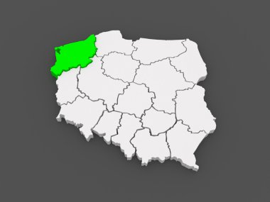 western Pomeranian'deki / Haritası. Polonya.
