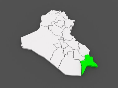 basra Haritası. Irak.