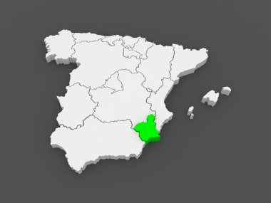 murcia Haritası. İspanya.