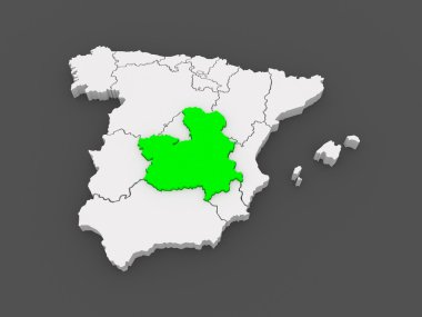 castilla - la mancha Haritası. İspanya.