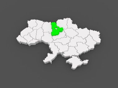 kiev region Haritası. Ukrayna.