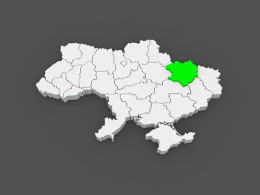 kharkov bölge haritası. Ukrayna.