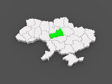 cherkasy bölgesi Haritası. Ukrayna.