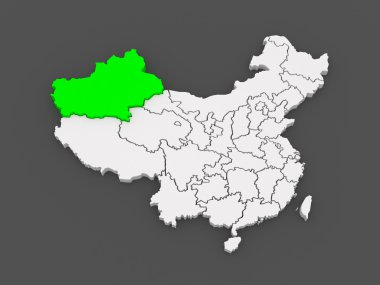 Map of Xinjiang Uygur. China. clipart
