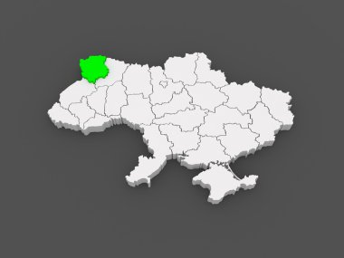 volyn bölgesi Haritası. Ukrayna.