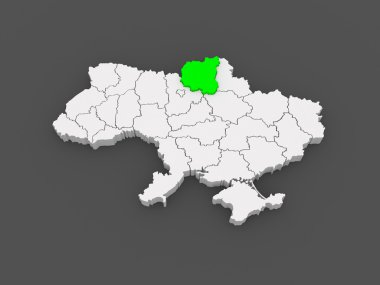 chernihiv bölgesi Haritası. Ukrayna.