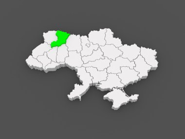 rivne bölge haritası. Ukrayna.