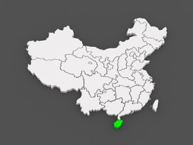 hainan Haritası. Çin.