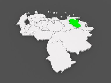 monagas Haritası. Venezuela.
