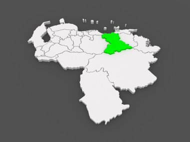 anzoategui Haritası. Venezuela.