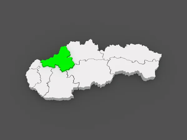 Karta över trencin regionen. Slovakien. — Stockfoto