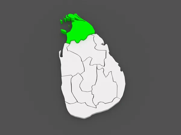 Map of Northern. Sri Lanka. — Stock Photo, Image