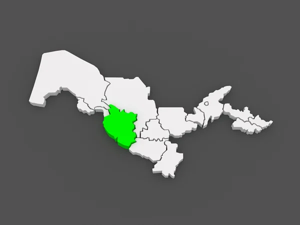 Mapa regionu Buchara. Uzbekistán. — Stock fotografie