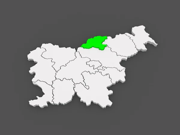 Map of Korushsky region. Slovenia. — Stock Photo, Image