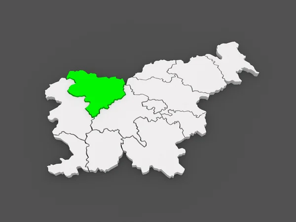 Gorenjska bölge haritası. Slovenya. — Stok fotoğraf