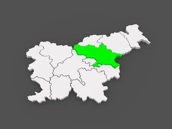Mapa regionu savinjska. Słowenia. — Zdjęcie stockowe