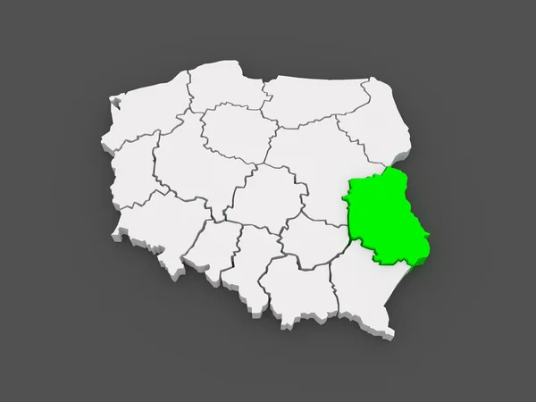 ルブリン県の地図ポーランド. — ストック写真