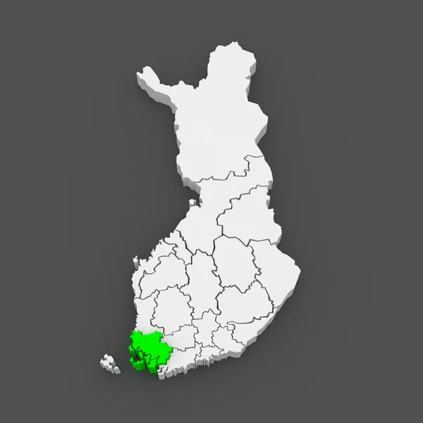 Map of Varsinais-Suomi. Finland. — Stock Photo, Image