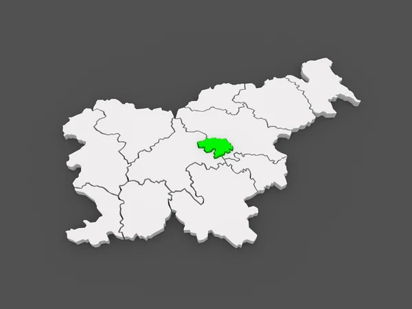 Карта zasavsky області (zasavska regia). Словенія. — стокове фото