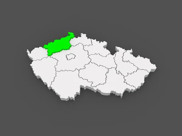 Usti régió térképe. Cseh Köztársaság. — Stock Fotó