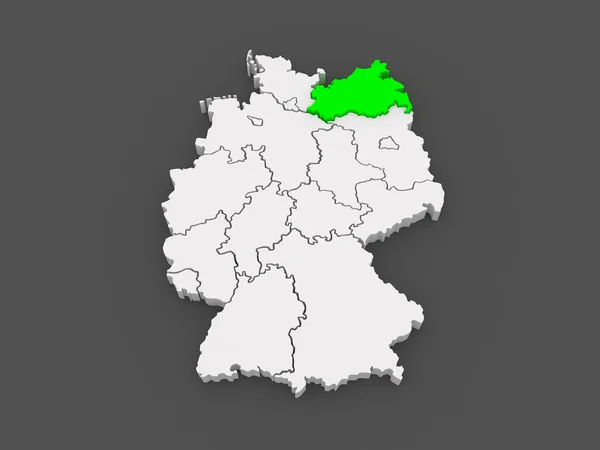 Mapa de Mecklemburgo-Pomerania Occidental. Alemania . —  Fotos de Stock