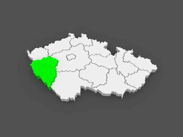 Mapa de Plzen Region. República Checa . —  Fotos de Stock