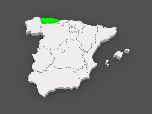 Karta över Asturien. Spanien. — Stockfoto