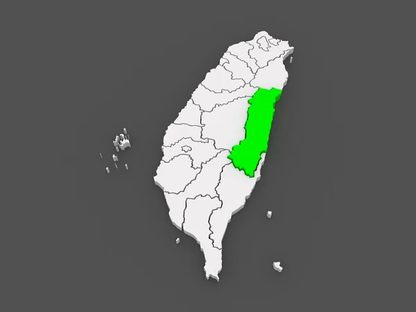 Mappa della contea di Hualien. Taiwan . — Foto Stock