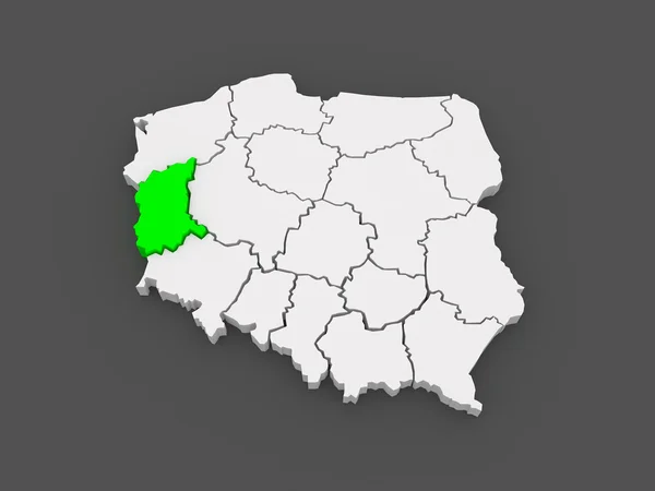 Mapa lubuskie. Polska. — Zdjęcie stockowe