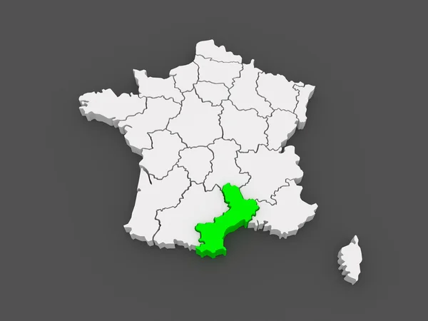 Mapa languedoc - roussillon. Francja. — Zdjęcie stockowe