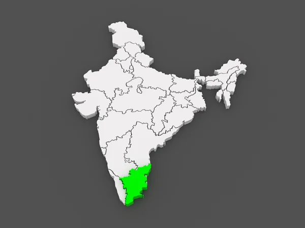 Map of Tamil Nadu. India. — Stock Photo, Image