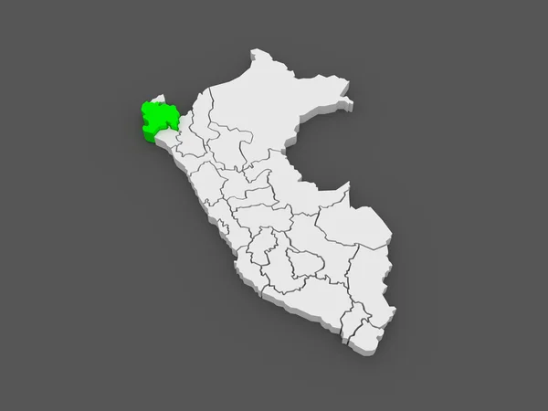 Mapa de Piura. Peru . — Fotografia de Stock