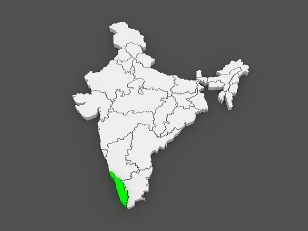 Mapa kerala. Indie. — Stock fotografie