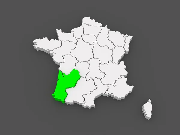 Mapa Akwitania (regionie). Francja. — Zdjęcie stockowe