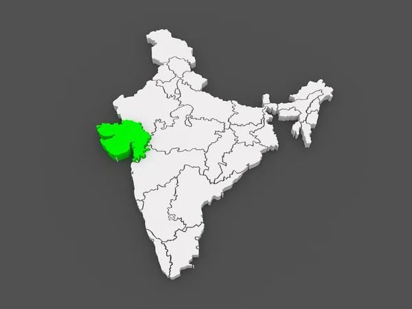 Mapa de Gujarat. Índia . — Fotografia de Stock